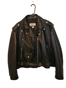 Vintage Park V Womens Motorcycle Biker Black Leather Jacket Tassels 20 XXL USA - Picture 1 of 18