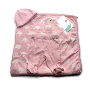 M+A Monica + Andy Baby First Hello Cuddle Box Blanket Cap Pants Organic Gift Set - Picture 1 of 8