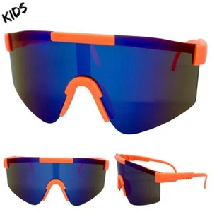 Kids Boys Girls Sports Baseball Cycling Retro Wrap Shield SUN GLASSES Ages 6-12 - Picture 1 of 6