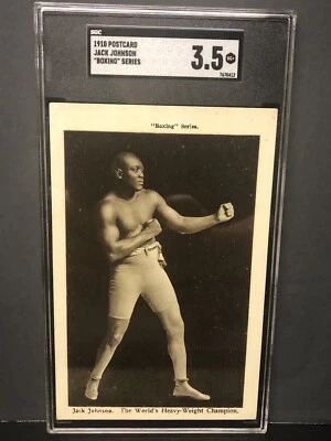 1910 Boxing Series Postcard Jack Johnson SGC 3.5 VG+ Highest Graded - Image 1 of 4