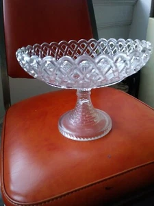 9" Acrylic Crystal Weave Pattern Bowl Brick Pedestal Dish Wedding Centerpiece - Picture 1 of 12