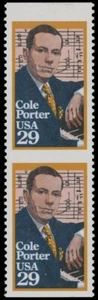 1991, USA, COLE PORTER, 29C VERTICAL PAIR IMPERF HORIZONTALLY, NH, SC. #2550a - Picture 1 of 2