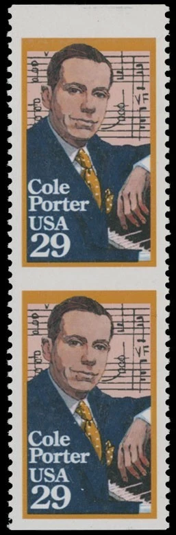 1991, USA, COLE PORTER, 29C VERTICAL PAIR IMPERF HORIZONTALLY, NH, SC. #2550a - Image 1 of 2