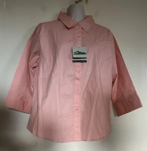 Blusa Tri Mountain Talla M Botón Melocotón Frontal Algodón Manga 3/4 NUEVA - Imagen 1 de 8