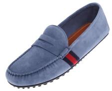 NEW GUCCI MEN'S BLUE SUEDE WEB EMBROIDERY MOCCASIN DRIVER LOAFER SHOES 9/US 9.5