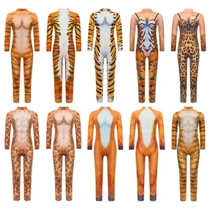 Unisex Kids Unitard Print Rompers Animals Pattern Bodysuit Funny Jumpsuit Cute - Picture 1 of 74