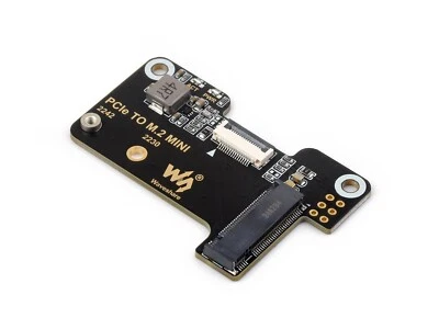 Waveshare PCIe To M.2 Mini Adapter for Raspberry Pi 5, for NVMe Protocol M.2 SSD - Image 1 of 4