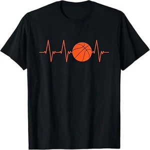 Basketball Heartbeat Orange Color Best Gift For Basketball Boy Girl T-Shirt - Picture 1 of 6