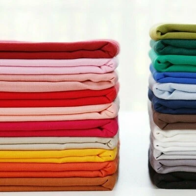 Linen Cotton Fabric Plain Solid Color for Dress Clothes Upholstery Material - Image 1 of 4