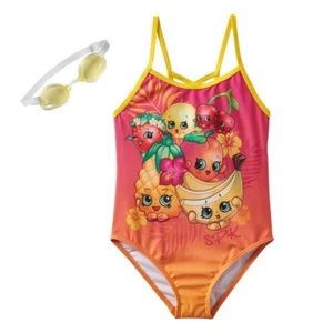 Shopkins Strawberry, Lemon, Apple & Goggle One-Piece Swimsuit Little Girls 4,5/6 - Picture 1 of 2