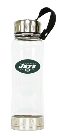 NFL New York Jets Water Bottle - 16 oz Capacity.  Stainless Steel Accents Cover