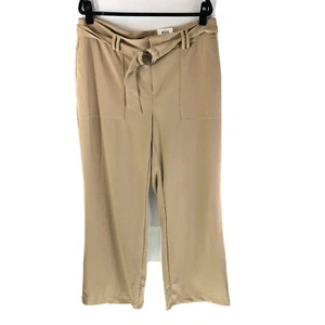 INC Womens Pants Wide Leg High Rise Belted Stretch Beige Size 16W - Picture 1 of 5