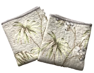 Set 2 Tommy Bahama King Pillow Shams Tropical Floral Print Quilted Cotton - Picture 1 of 8