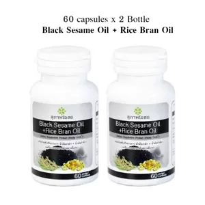60 Caps x2 Black Sesame Oil + Rice Bran Oil Softgels Cold Pressed by Suphab Osod - Picture 1 of 6