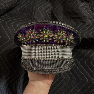 Gold Leaf Steampunk Sequins Party Burning Man Captain Tall Cap Halloween Hat - Picture 1 of 12