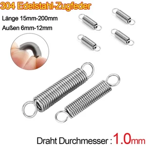 Edelstahl Feder Zugfeder 1.0 mm Draht Durchmesser Spiralfeder Haken Ösen Spannfe - Picture 1 of 24