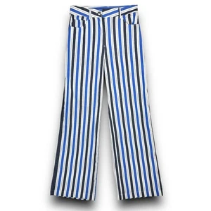 Zara High Waist Striped Pants Wide Leg Lightweight Knit Hippie Boho Size Small - Picture 1 of 10