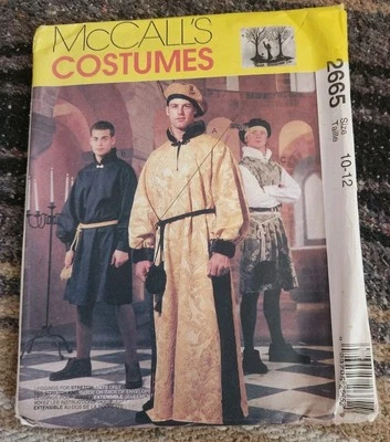 McCalls 2665 Renaissance Medieval Halloween Costume Pattern Men Size 10-12 Uncut - Image 1 of 3
