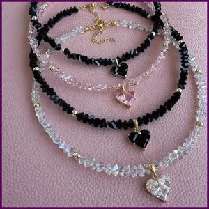 Collana con ciondolo cuore zirconi sexy vintage moda donna boho - Foto 1 di 30