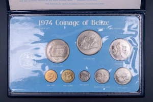 1974 Coinage Of Belize 8 Coin Uncirculated Specimen Set Franklin Mint JBS - Picture 1 of 3