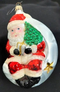 6" - "Weihnachtsmann auf dem Mond" hängende Ornament - Glas - Bild 1 von 2