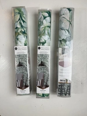 3 RoomMates RMK11192WP Hydrangea Flower Peel & Stick Wallpaper Rolls Green Open - Image 1 of 4