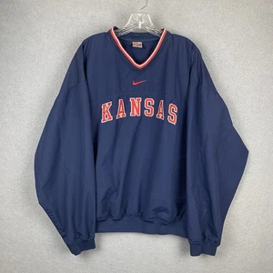 Chaqueta cortavientos vintage años 90 Nike Kansas Jayhawks azul centro Swoosh para hombre XL - Imagen 1 de 13