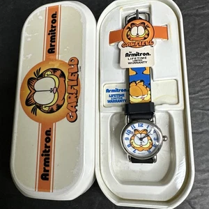 Armitron Garfield Watch UNWORN Unisex Silver Tone Cartoon Band RARE In Case - Picture 1 of 14