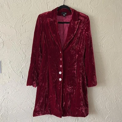 Vintage 1992 H&M 6 S Crushed Red Velvet Jacket Whimsigoth Holiday - Image 1 of 4