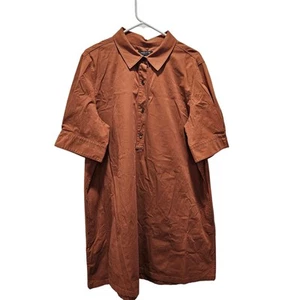 Lafayette 148 Shirt Dress Womens Brown Poplin Shift Size 2X XXL MSRP S450 - Picture 1 of 8