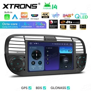 Android 14 Qualcomm Soc 8+256GB Car 7" GPS Stereo Radio CarPlay DTS For Fiat 500 - Picture 1 of 20