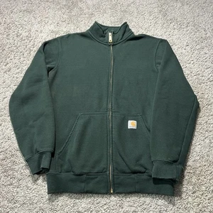 Carhartt Green Full Zip Sweater Jacket Cotton Men Small Y2k Sweatshirt Original - Picture 1 of 9