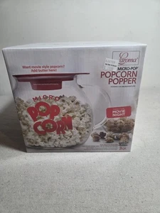 Laroma Micro-Pop Microonde Popcorn Popper Capacità 3 Quart Vetro Rosso - Nuovo con scatola - Foto 1 di 5
