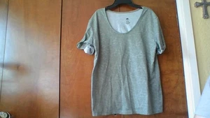 C & C California Size XL Stretch Green/White Cuffed Short Slv Top Scoop Neck - Picture 1 of 23