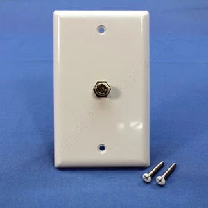 Eaton White 1-Gang Single Coaxial Cable Wall Plate Video Jack F-Type CATV 1172W - Picture 1 of 4
