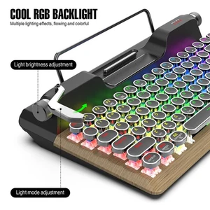 Retro Typewriter Mechanical Keyboard 84 Keys Punk Round Keycap Wireless 2.4 Kit - Picture 1 of 12