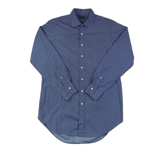 Sid Mashburn Linen Blend Shirt Blue White Polka Dot Button Up Pocket Mens Medium - Picture 1 of 20