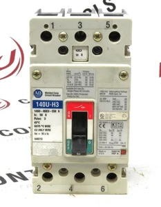 Allen-Bradley 140U-H3C3-C50 Circuit Breaker 3-Pole 50A H-Frame 600VAC - Picture 1 of 4