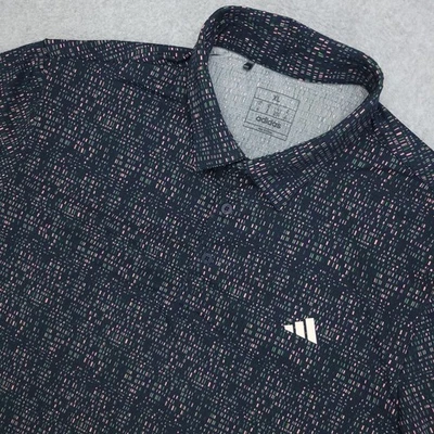 Adidas Golf Polo Shirt Men's  XL Blue Pink Green Abstract Print Short Sleeve - Image 1 of 4