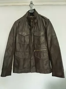 North Coast Jacket Mens Suede Oiled Leather Biker Bomber Military Choco Brown M - Picture 1 of 12
