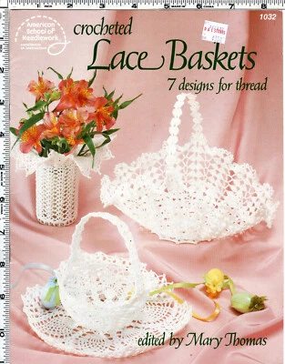 Crocheted Lace Baskets ©1984 American School of Needlework Leaflet 1032 7 Design - Image 1 of 2
