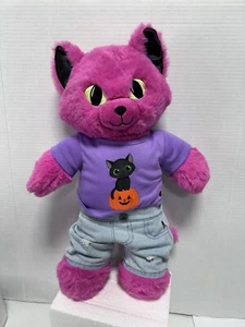 Build a Bear Pink Glow Cat Halloween Eyes Glow In Dark * Black Spot On Shirt* - Picture 1 of 13