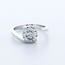 3.02ct G SI2 Round Natural Diamond 18k White Gold Solitaire Engagement Ring