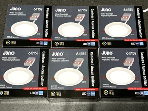 6X Juno 6-in 1200 Lumen Switchable Dimmable LED Canless Recessed Downlight White - Picture 1 of 7