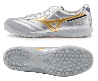 美津浓男式 Morelia Pro Sala TF 防滑鞋银色橄榄球五人制钉 Q1GB251304 — 第 1/4 张图片