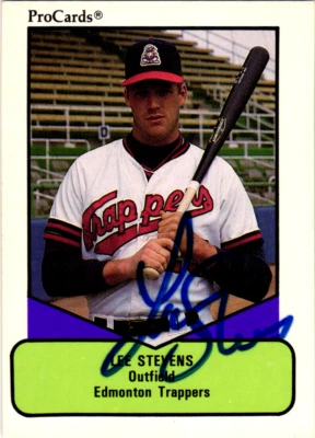 Lee Stevens Signed 1991 ProCards Minor League - #103  Edmonton Trappers - Image 1 of 2