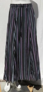 $58 TORRID Black Pink Teal Stripe Challis Rayon Slit Long Maxi Skirt US 00 M 10 - Picture 1 of 5