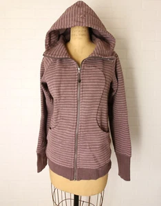 Lululemon Scuba Hoodie Zip Womens 8 Cotton Stripe Heathered Antique Bark Mauve - Picture 1 of 16