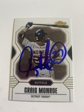 Craig Monroe Signed 2007 Topps Finest Detroit Tigers Card # 129