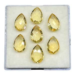 VVS 7 Pcs Natural Citrine 13x9mm Pear Checker Cut Loose Untreated Gemstones Lot - Picture 1 of 21